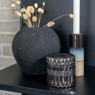 House Nordic - Krukke i røget glas - Kantet mønstre