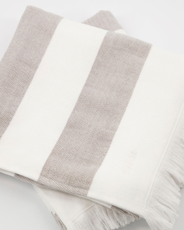 Meraki - Håndklæder - Barbarum, Hvid Og Brune Striber 50 x 100 Cm.