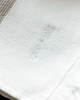 Meraki - Håndklæder - Barbarum, Hvid Og Brune Striber 50 x 100 Cm.