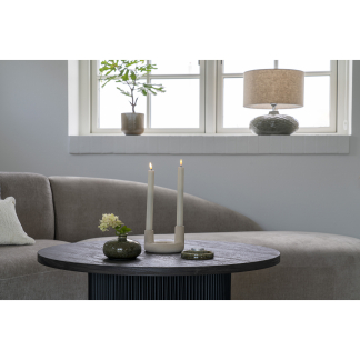 House Nordic - Lysestage Keramik Beige Ø 13 x 8,5 Cm.