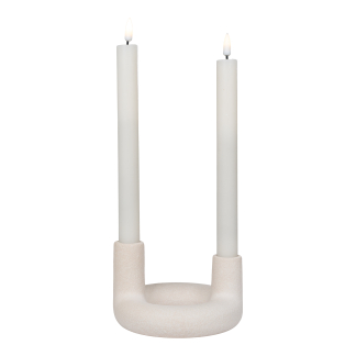 House Nordic - Lysestage Keramik Beige Ø 13 x 8,5 Cm.