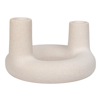House Nordic - Lysestage Keramik Beige Ø 13 x 8,5 Cm.